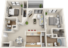 2 bedroom 2 bath floor plan 2 bedroom 2 bath floor plan at St. Johns Forest Apartments, Jacksonville